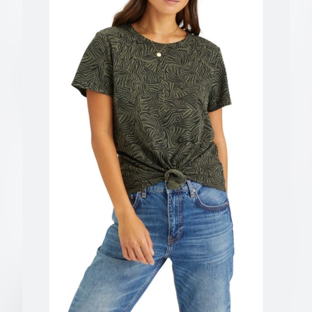 SANCTUARY PERFECT KNOT PRINTED T-SHIRT IN FATIGUE TIGRESS, Size XXS